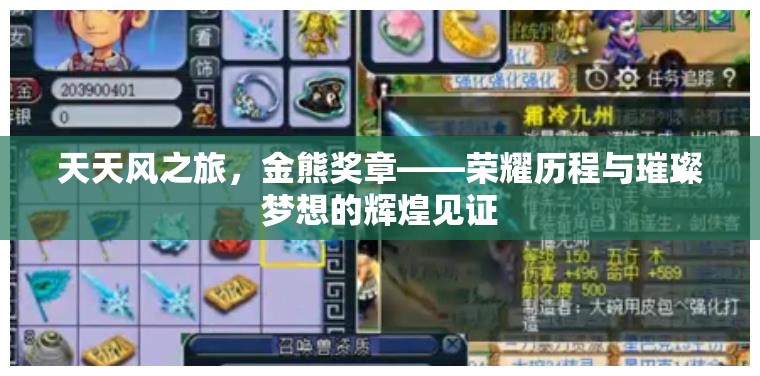 天天风之旅，金熊奖章——荣耀历程与璀璨梦想的辉煌见证