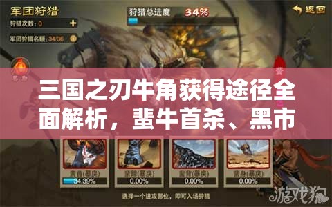 三国之刃牛角获得途径全面解析，蜚牛首杀、黑市购买与军团功勋兑换