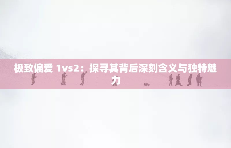 极致偏爱 1vs2：探寻其背后深刻含义与独特魅力