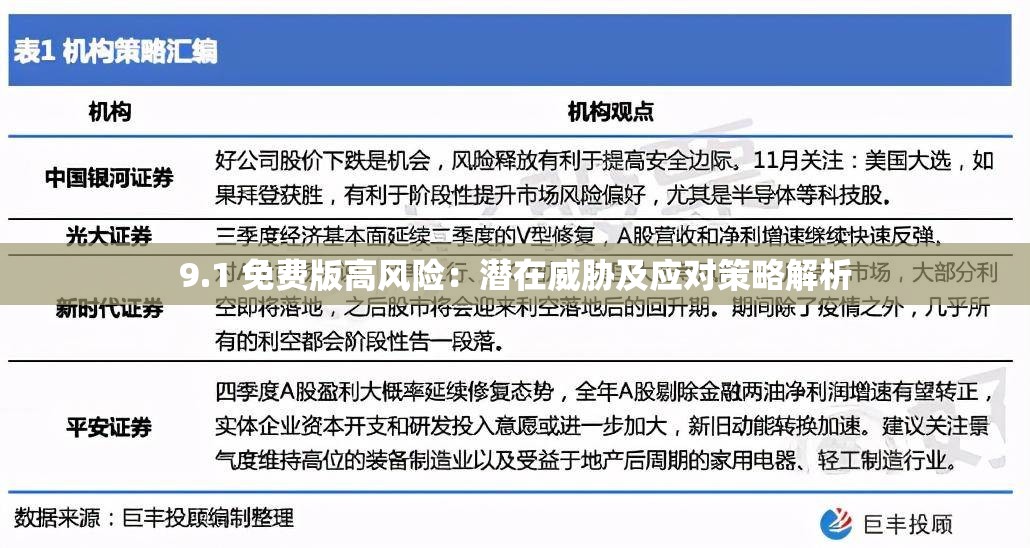 9.1 免费版高风险：潜在威胁及应对策略解析
