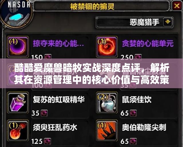 酷酷爱魔兽暗牧实战深度点评，解析其在资源管理中的核心价值与高效策略运用