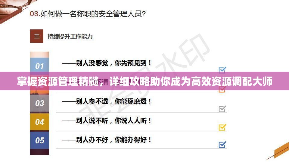 掌握资源管理精髓，详细攻略助你成为高效资源调配大师