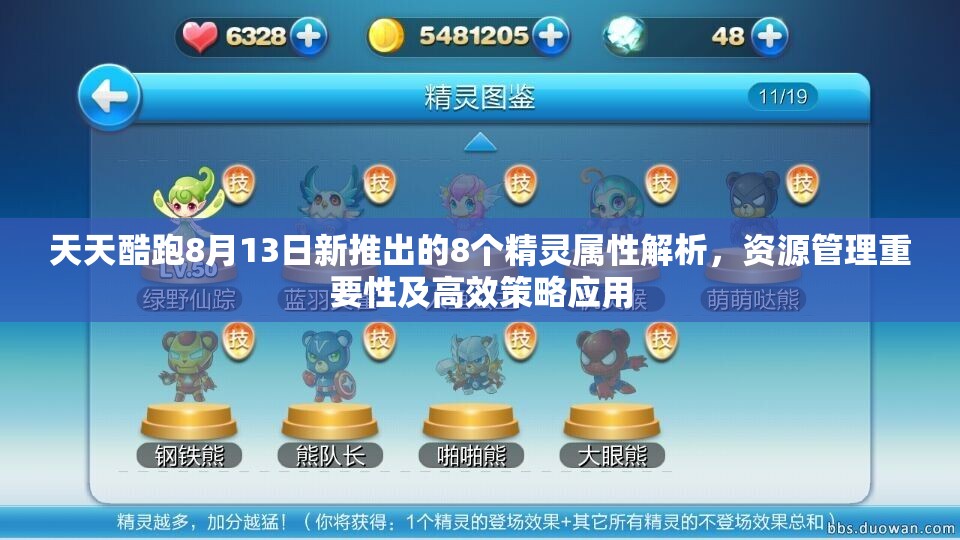 天天酷跑8月13日新推出的8个精灵属性解析，资源管理重要性及高效策略应用