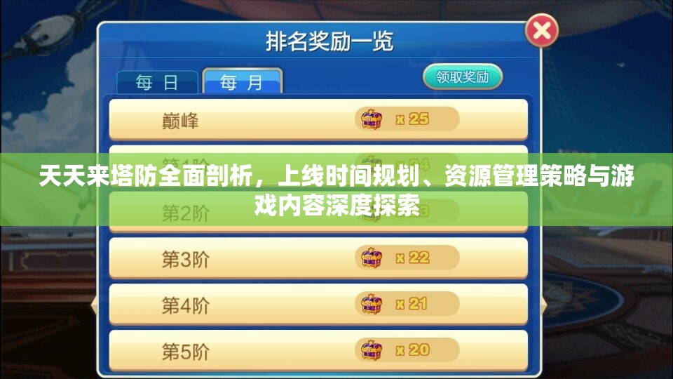 天天来塔防全面剖析，上线时间规划、资源管理策略与游戏内容深度探索
