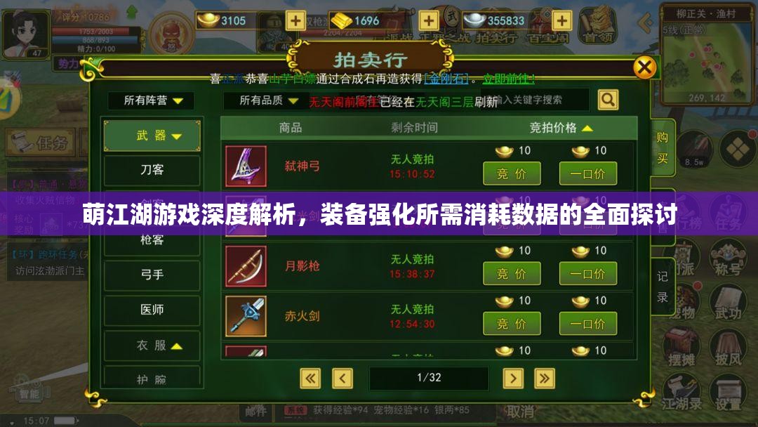 萌江湖游戏深度解析，装备强化所需消耗数据的全面探讨