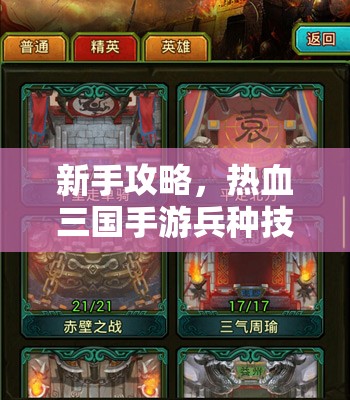 新手攻略，热血三国手游兵种技能全面解析与资源管理高效艺术