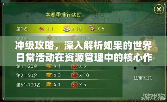 冲级攻略，深入解析如果的世界日常活动在资源管理中的核心作用与高效执行策略