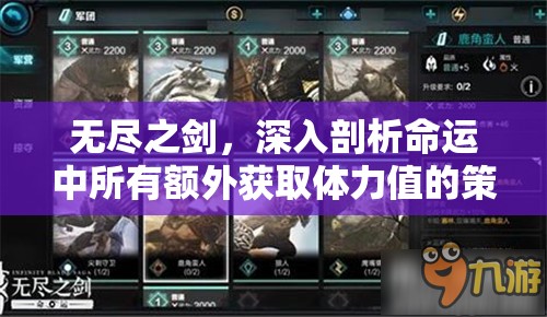 无尽之剑，深入剖析命运中所有额外获取体力值的策略与方法