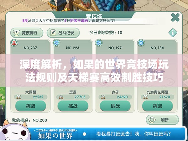 深度解析，如果的世界竞技场玩法规则及天梯赛高效制胜技巧