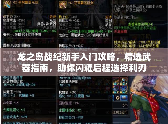龙之岛战纪新手入门攻略，精选武器指南，助你闪耀启程选择利刃
