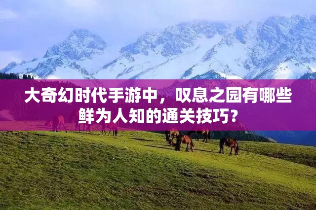 大奇幻时代手游中，叹息之园有哪些鲜为人知的通关技巧？
