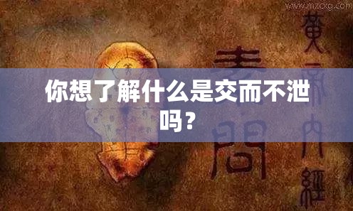 你想了解什么是交而不泄吗？