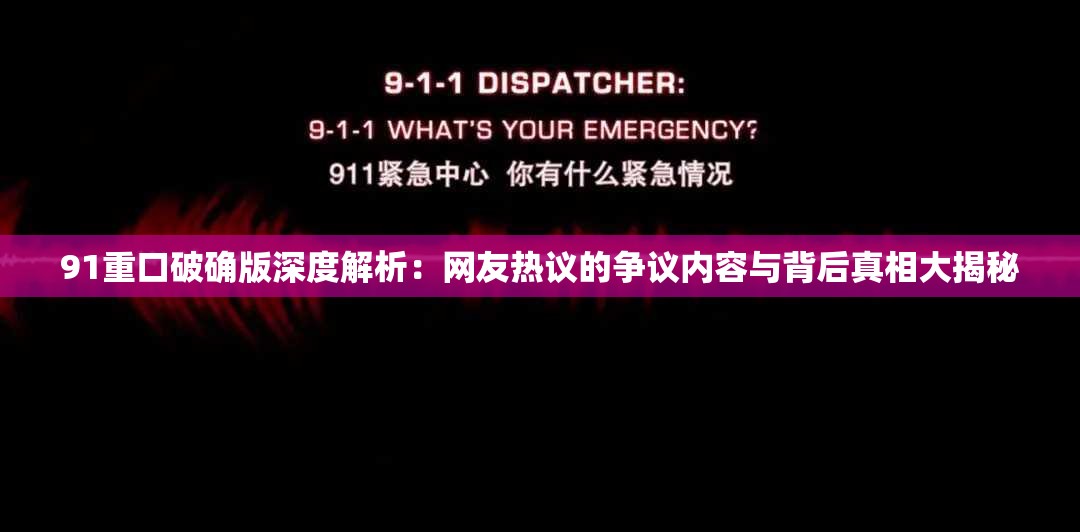 91重口破确版深度解析：网友热议的争议内容与背后真相大揭秘