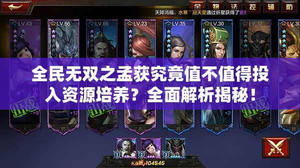 全民无双之孟获究竟值不值得投入资源培养？全面解析揭秘！
