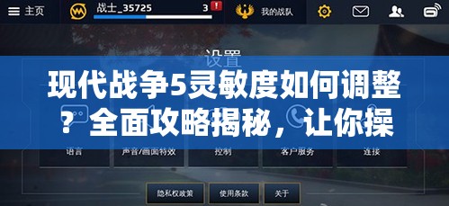 现代战争5灵敏度如何调整？全面攻略揭秘，让你操作更顺手！