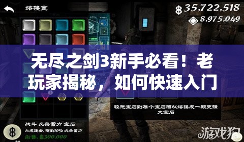 无尽之剑3新手必看！老玩家揭秘，如何快速入门，这些心得你知道吗？