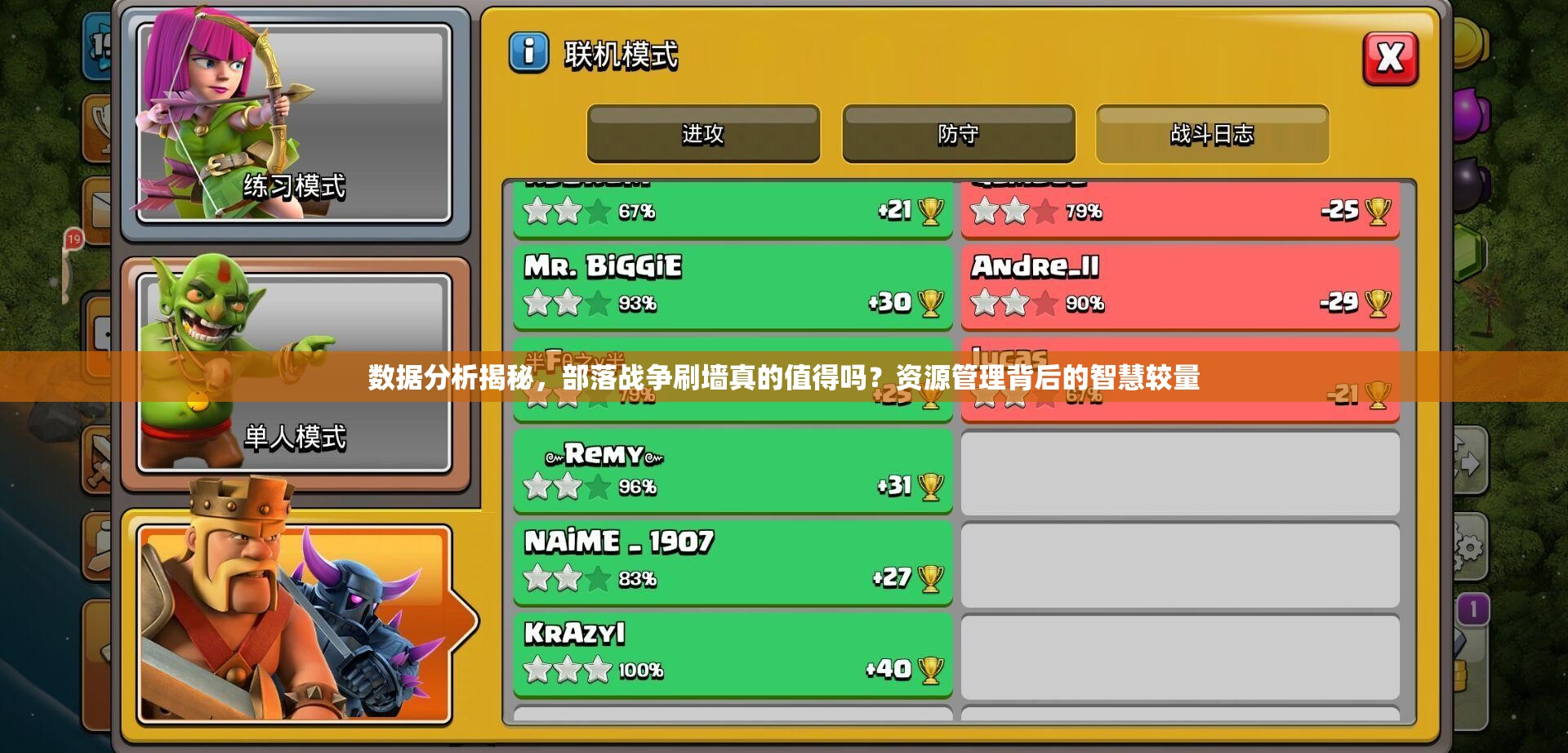 数据分析揭秘，部落战争刷墙真的值得吗？资源管理背后的智慧较量