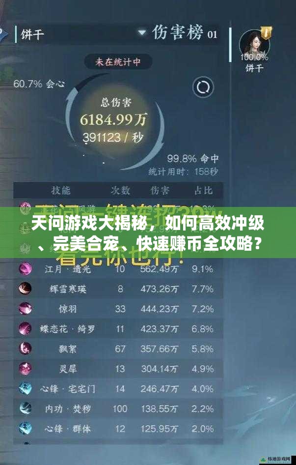 天问游戏大揭秘，如何高效冲级、完美合宠、快速赚币全攻略？