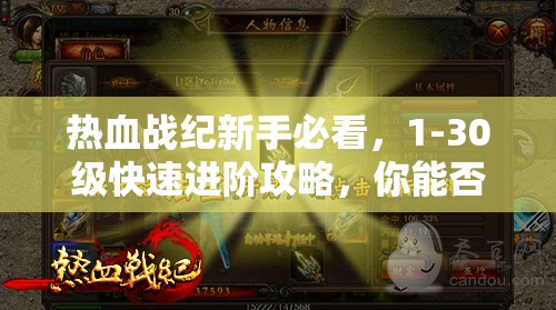 热血战纪新手必看，1-30级快速进阶攻略，你能否顺利突破？