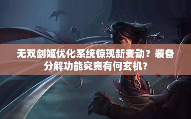 无双剑姬优化系统惊现新变动？装备分解功能究竟有何玄机？