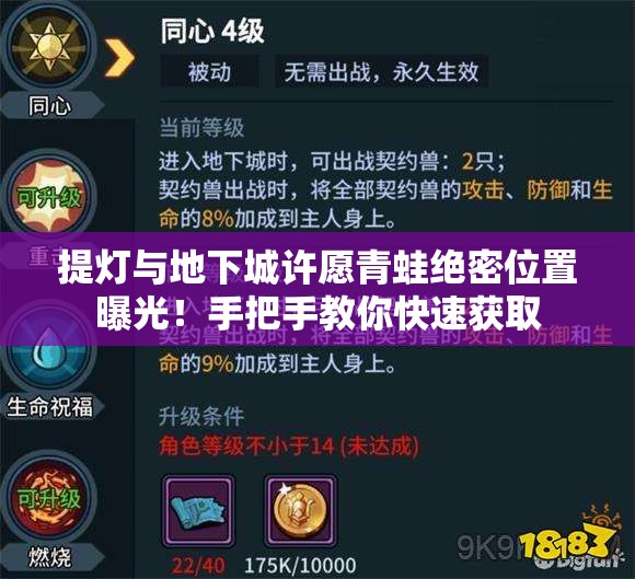 提灯与地下城许愿青蛙绝密位置曝光！手把手教你快速获取